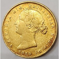 AUSTRALIA 1859 . ONE 1 SOVEREIGN . SYDNEY . GOLD